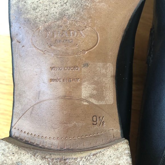 Authentic PRADA Men Leather Shoes/ Loafers US Size 10.5 Prada size 9.5 - Picture 7 of 11